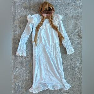 Halloween Annabelle or the grudge White Nightgown with Braided Hair Accessory